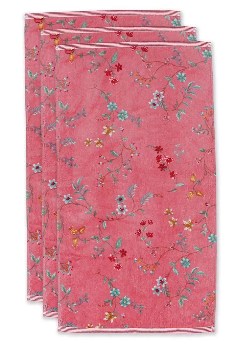 Pip Studio Badhanddoek Set/3 Les Fleurs 55X100 Cm Roze Cheap