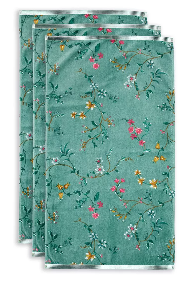 Pip Studio Badhanddoek Set/3 Les Fleurs 55X100 Cm Groen Best