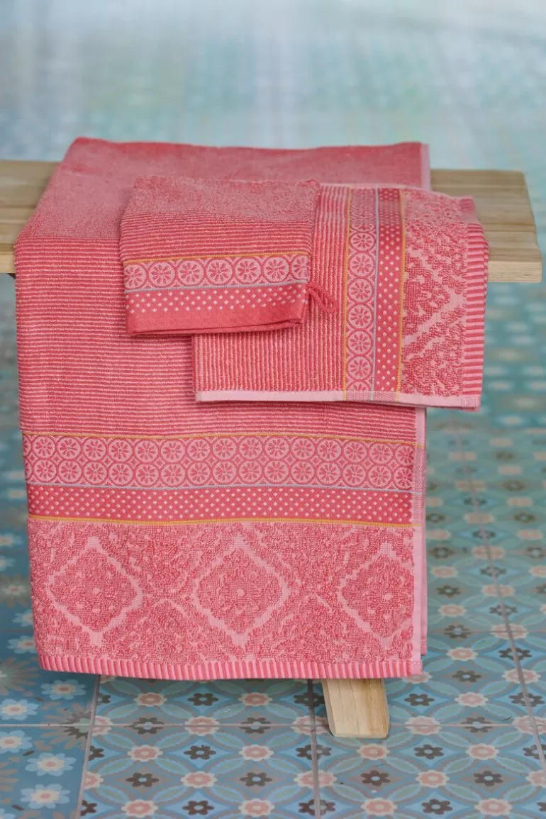 Pip Studio Badhanddoek Set/3 Soft Zellige 55X100 Cm Koraal Clearance