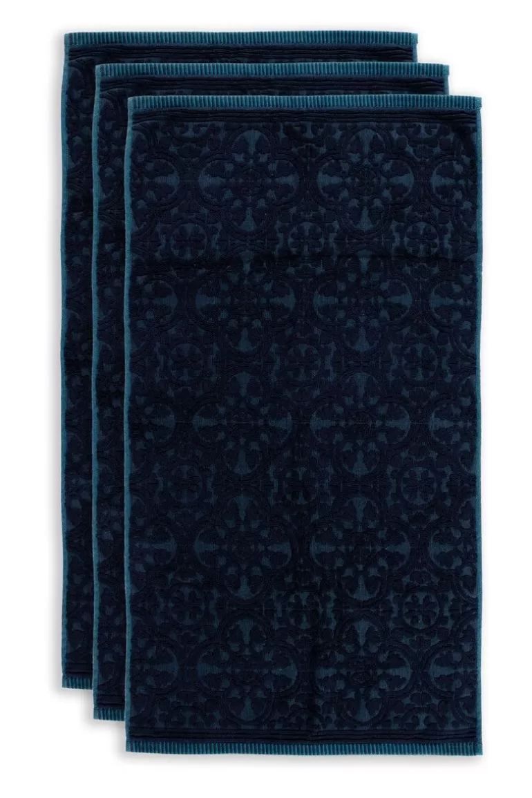 Pip Studio Badhanddoek Set/3 Tile De Pip Donker 55X100 Cm Blauw Outlet