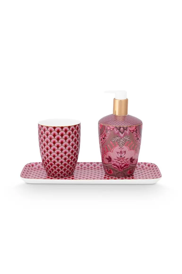 Pip Studio Badkamer Accessoires Set/3 Kyoto Festival Donker Roze Discount