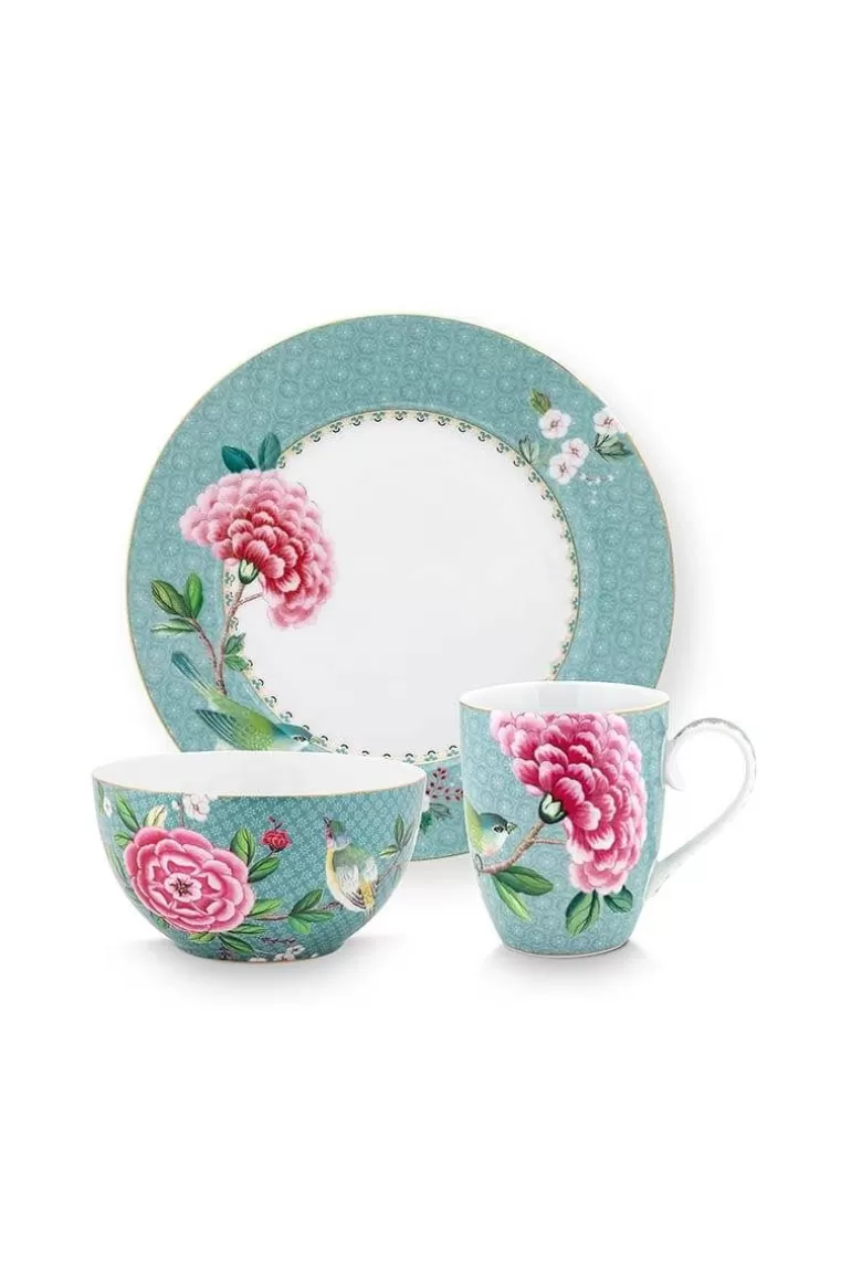 Pip Studio Blushing Birds Ontbijt Set/3 Blue Blauw Store