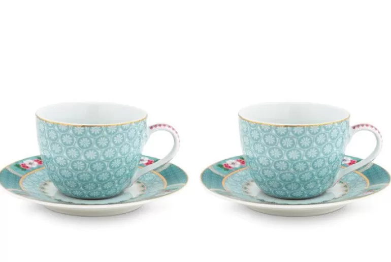 Pip Studio Blushing Birds Set/2 Espresso Kop & Schotel Blauw Store