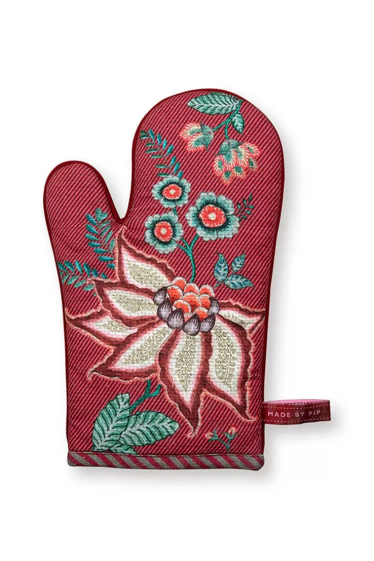 Pip Studio Flower Festival Oven Glove Dark Pink Roze Hot