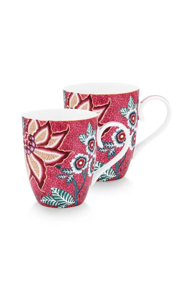 Pip Studio Flower Festival Set/2 Mokken Groot Donker Roze Cheap