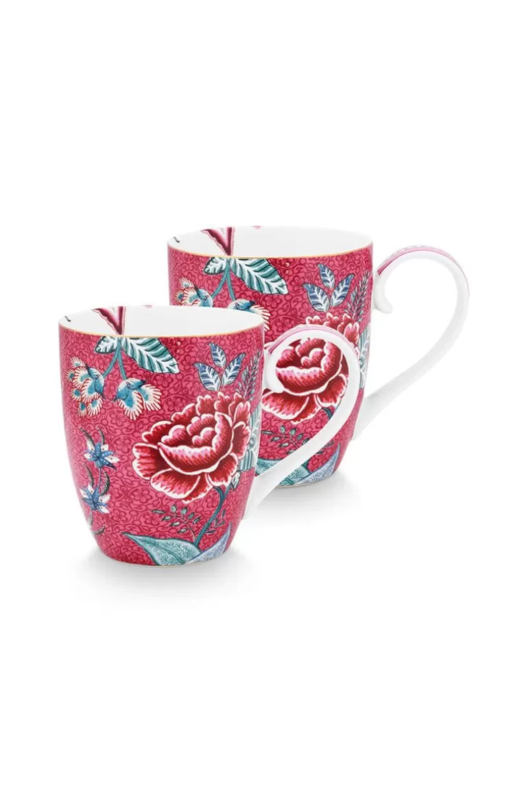 Pip Studio Flower Festival Set/2 Mokken Xl Donker Roze Best