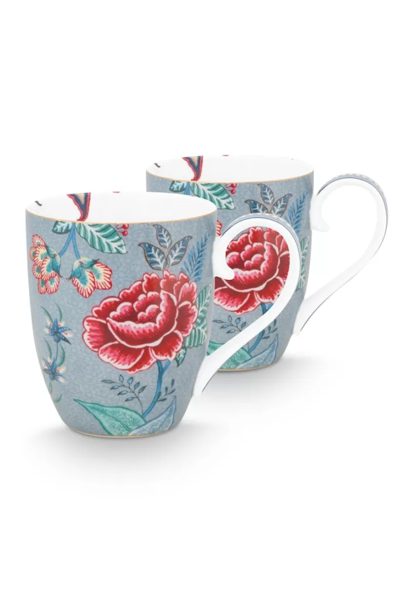 Pip Studio Flower Festival Set/2 Mokken Xl Licht Blauw Best