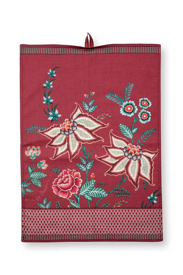 Pip Studio Flower Festival Tea Towel Dark Pink Roze Cheap