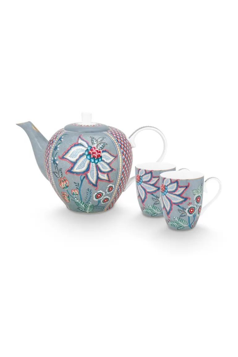 Pip Studio Flower Festival Thee Set/3 Groot Licht Blauw Sale