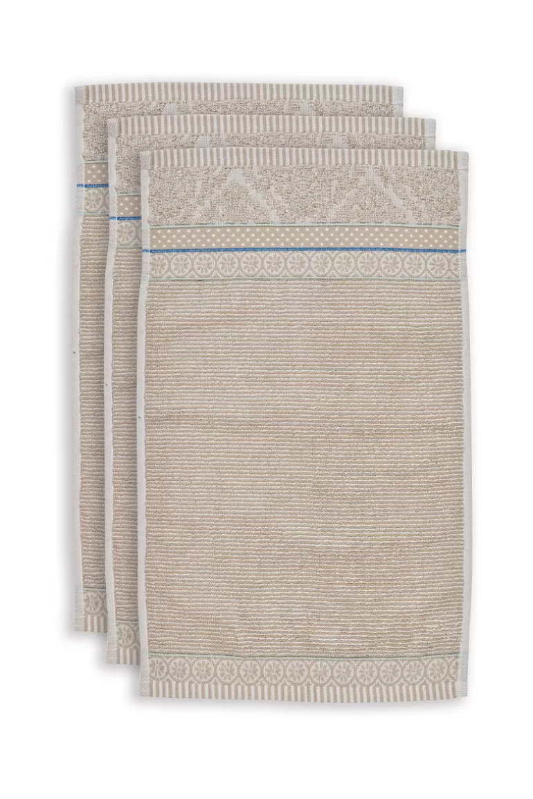 Pip Studio Gastendoek Set/3 Soft Zellige 30X50 Cm Khaki Outlet