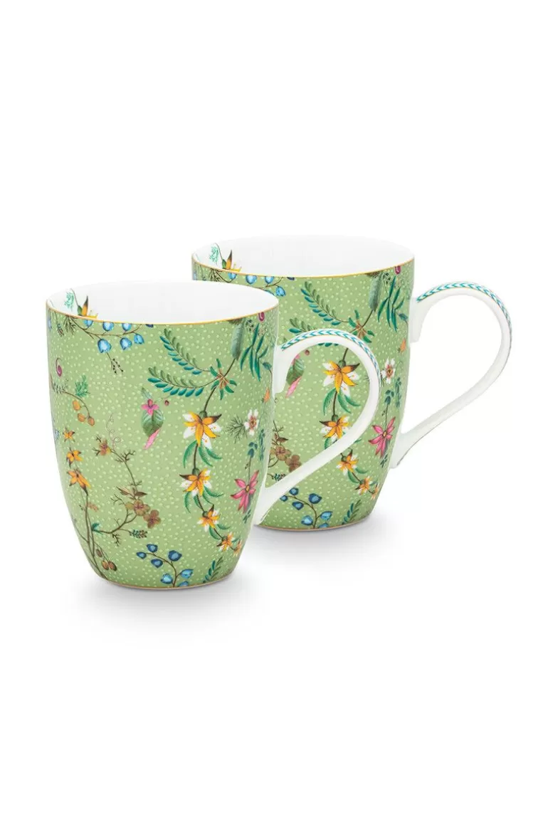 Pip Studio Jolie Set/2 Mokken Groot Bloemen Groen Shop