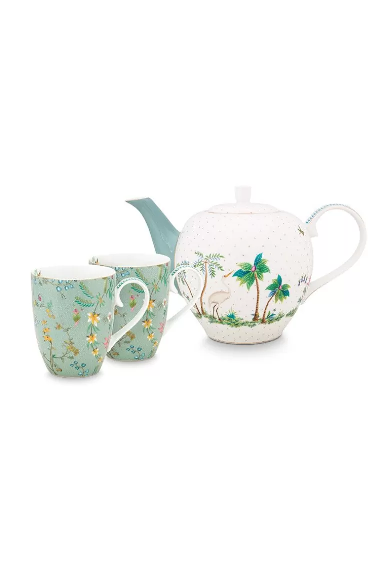 Pip Studio Jolie Set/3 Thee Set Groot Flowers Blauw Cheap