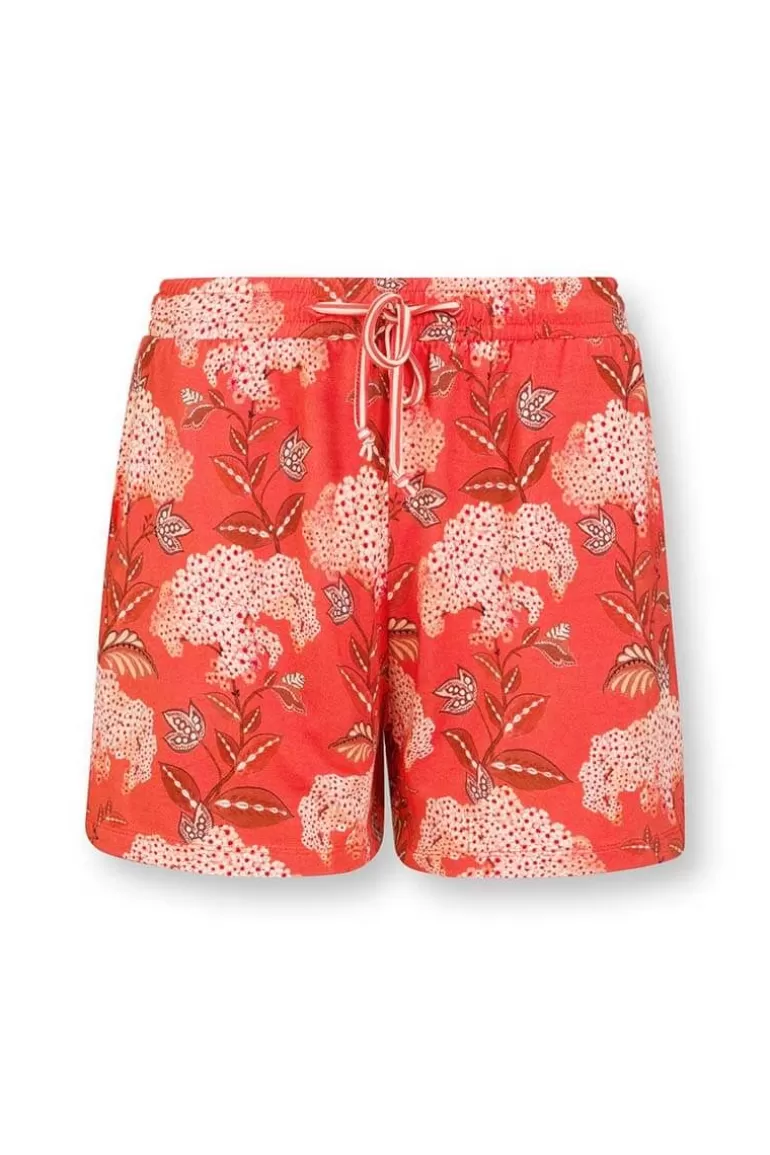 Pip Studio Korte Broek Flora Firenze Koraal Rood Fashion