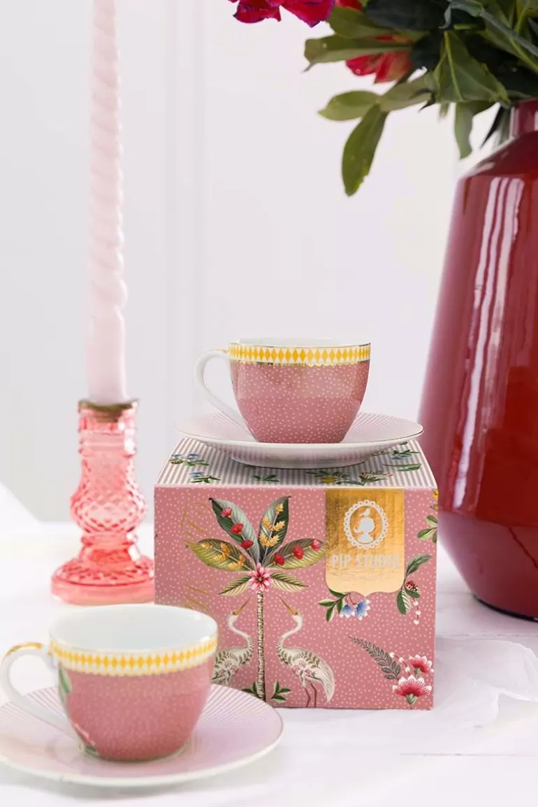 Pip Studio La Majorelle Set/2 Espresso Kop & Schotel Roze Discount