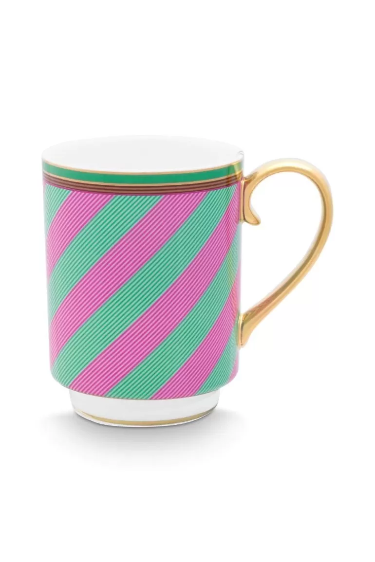 Pip Studio Pip Chique Stripes Mok Groot Roze/Groen 350Ml Cheap