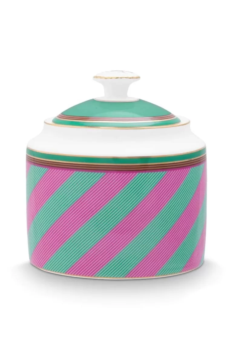 Pip Studio Pip Chique Stripes Suikerpot Roze/Groen Sale