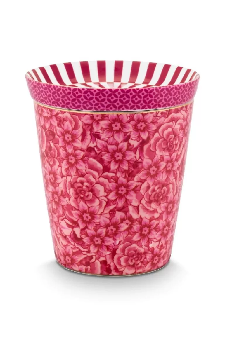 Pip Studio Royal Stripes Mok Bloemen & Theetip Donker Roze Discount