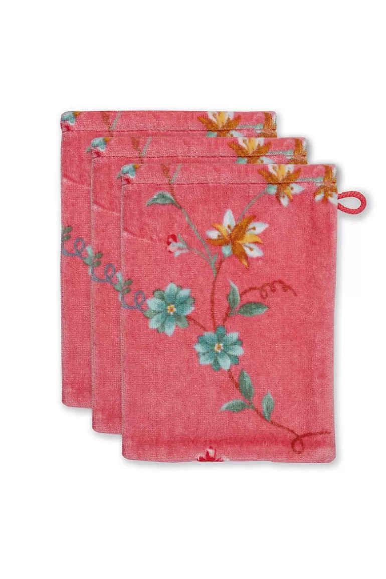 Pip Studio Washandje Set/3 Les Fleurs 16X22 Cm Roze Discount