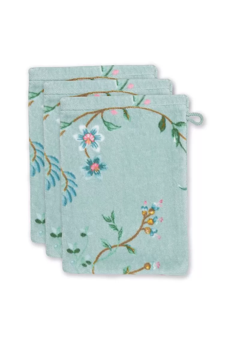 Pip Studio Washandje Set/3 Les Fleurs 16X22 Cm Blauw Shop