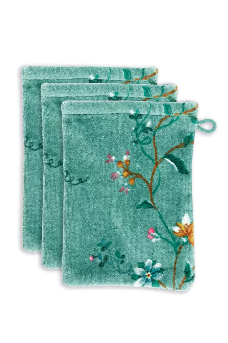 Pip Studio Washandje Set/3 Les Fleurs 16X22 Cm Groen Sale