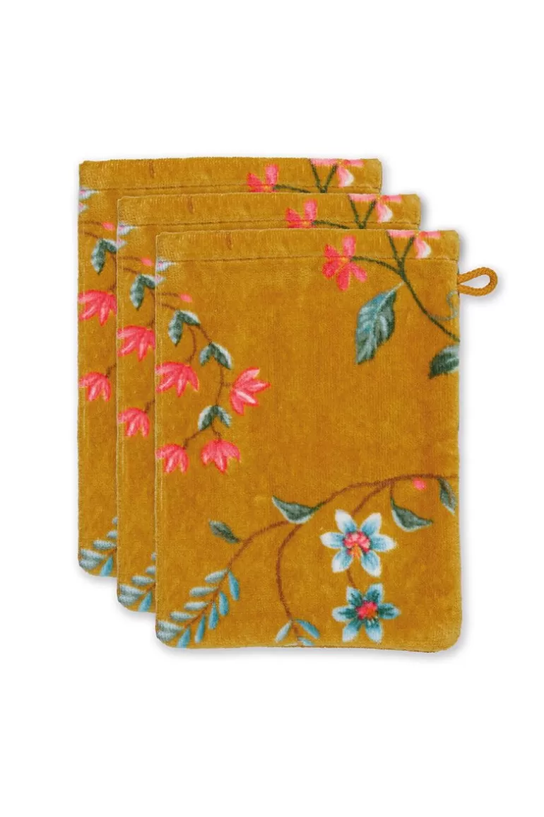 Pip Studio Washandje Set/3 Les Fleurs 16X22 Cm Geel Flash Sale