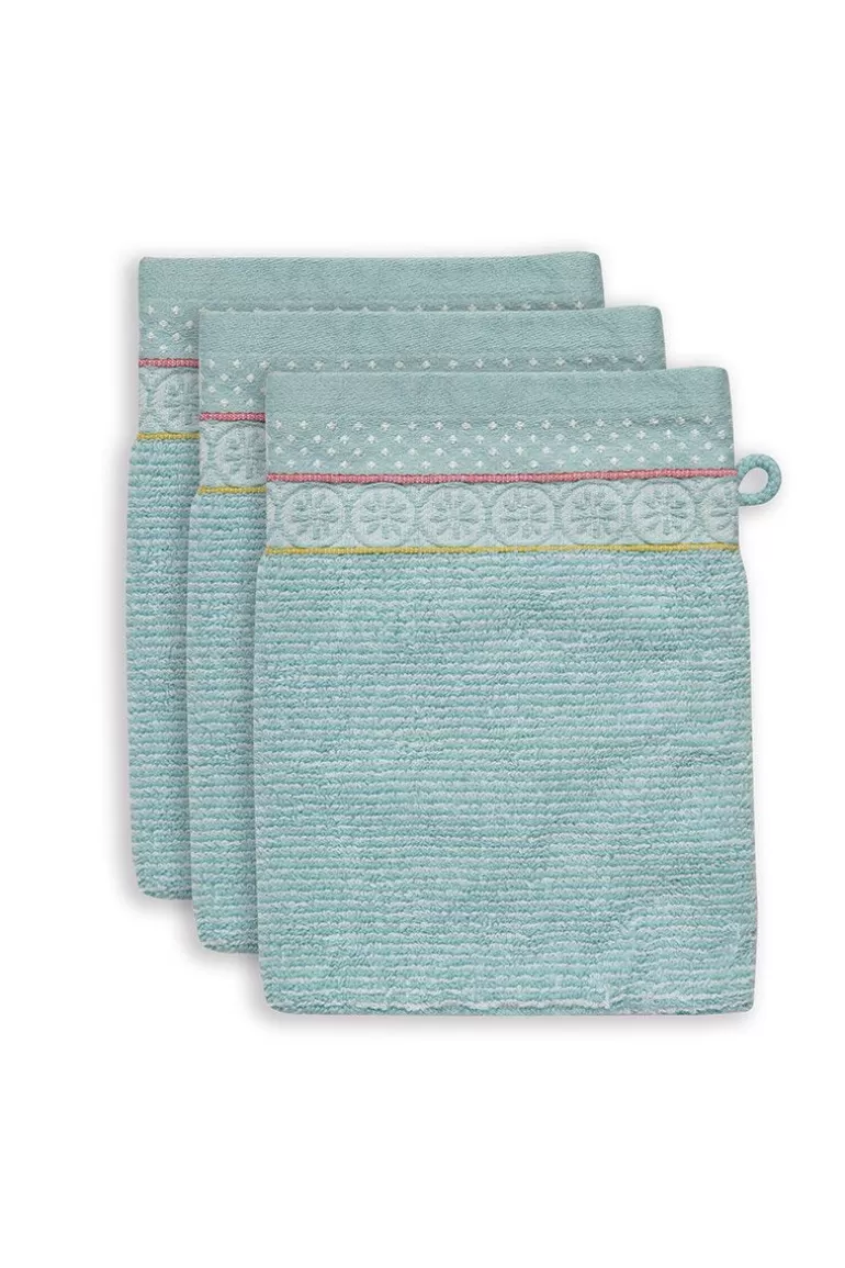 Pip Studio Washandje Set/3 Soft Zellige Blue 16X22 Cm Blauw Outlet