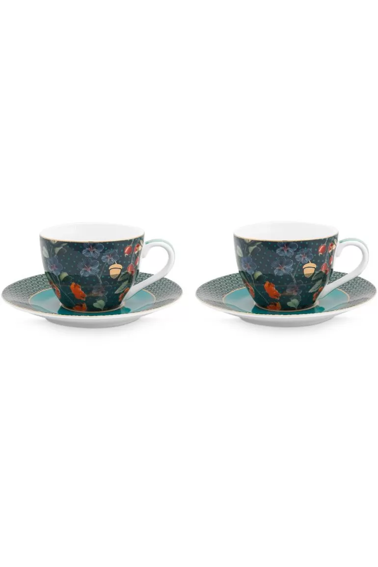 Pip Studio Winter Wonderland Set/2 Espresso Kop & Schotel Donkerblauw Online